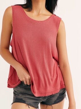 We The Free Ribbed Tank Top in Rosewood
